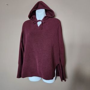 Athleta Aster Ribbed Hoodie Maroon Sweater Medium